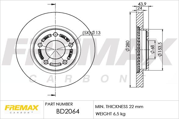 FREMAX BD-2064 - BREMŽU DISKS BD-2064