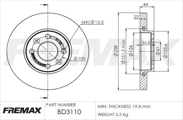 FREMAX BD-3110 - BD-3110 BREMŽU DISKS