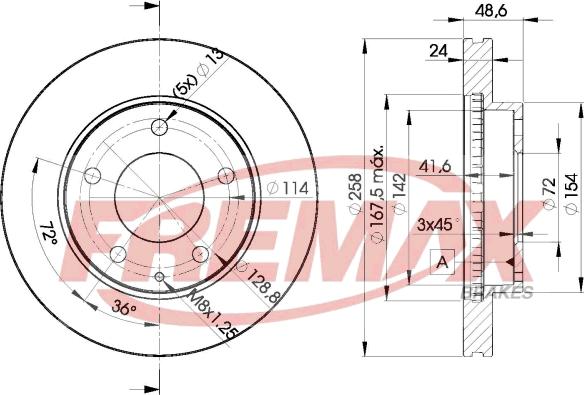 FREMAX BD-3258 - DDF496 BREMŽU DISKS