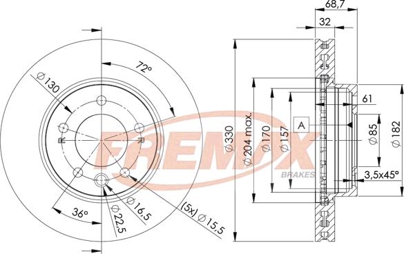FREMAX BD-3327 - DDF1591 BREMŽU DISKS