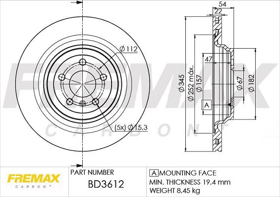 FREMAX BD-3612 - BD-3612 BREMŽU DISKS