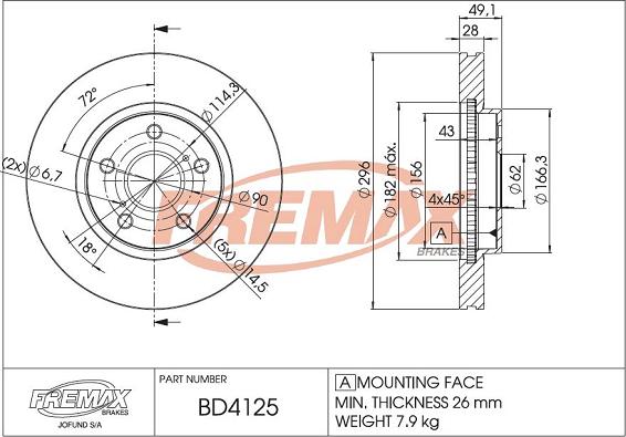FREMAX BD-4125 - BD-4125 BR. DISKS