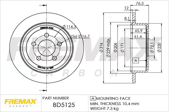 FREMAX BD-5125 - BREMŽU DISKS DODGE