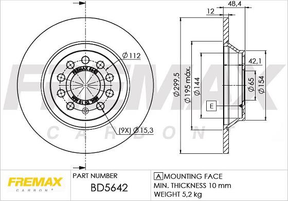 FREMAX BD-5642 - BREMŽU DISKS BD-5642