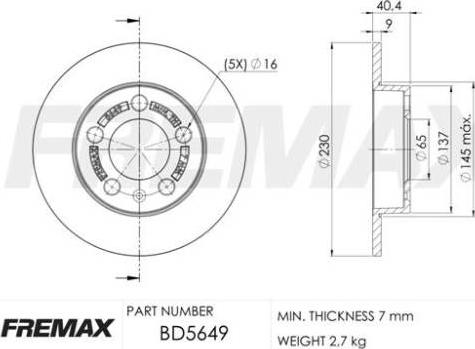 FREMAX BD-5649 - BREMŽU DISKS BD-5649