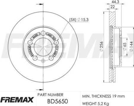 FREMAX BD-5650 - BD-5650 BREMŽU DISKS