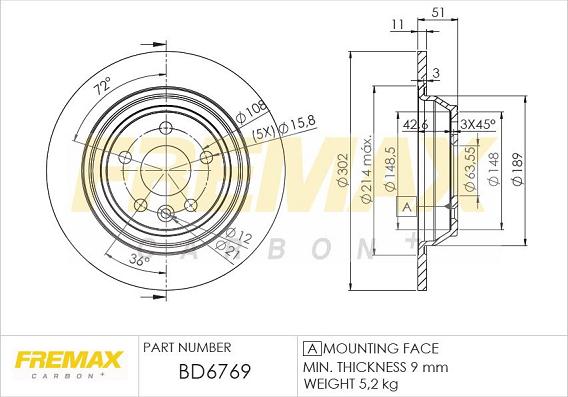 FREMAX BD-6769 - DDF1616 BREMŽU DISKS