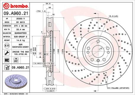 Brembo 09.A960.21 - BREMŽU