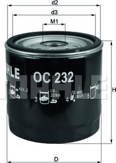 MAHLE OC232 - W920-32 EĻĻAS FILTRS