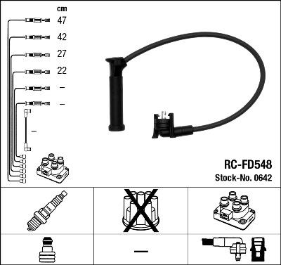NGK 0642 - Augstsprieguma vadu komplekts