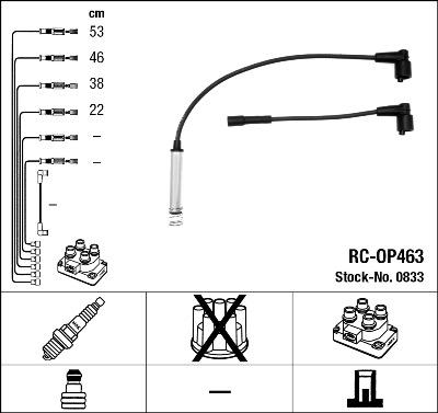 NGK 0833 - Augstsprieguma vadu komplekts