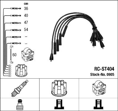 NGK 0905 - Augstsprieguma vadu komplekts