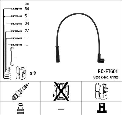 NGK 8192 - Augstsprieguma vadu komplekts