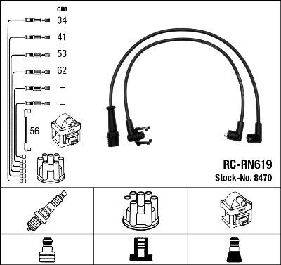 NGK 8470 - Augstsprieguma vadu komplekts