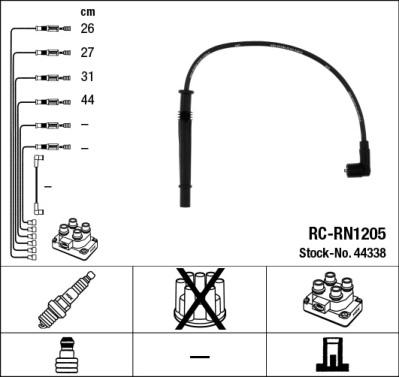 NGK 44338 - Augstsprieguma vadu komplekts