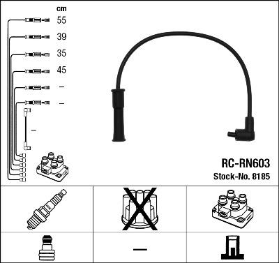 NGK 8185 - Augstsprieguma vadu komplekts