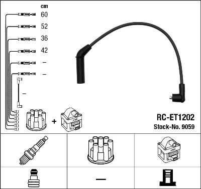 NGK 9059 - Augstsprieguma vadu komplekts