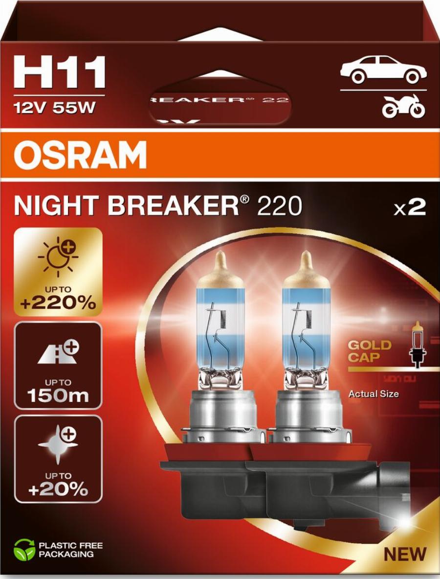 OSRAM 64211NB220-2HB - H11 AUTOLAMPAS 55W
