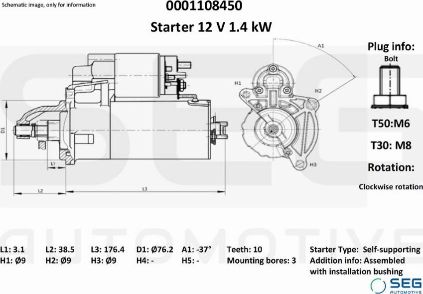 SEG AUTOMOTIVE 0001108450 - Auto Part