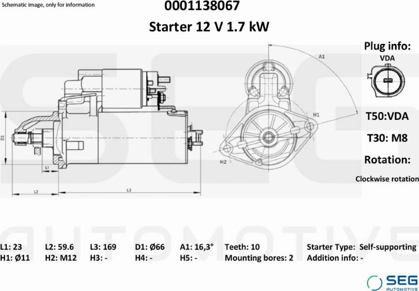 SEG AUTOMOTIVE 0001138067 - Auto Part