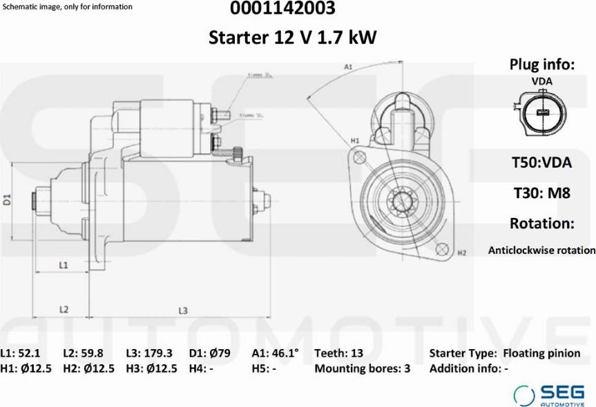 SEG AUTOMOTIVE 0001142003 - Auto Part
