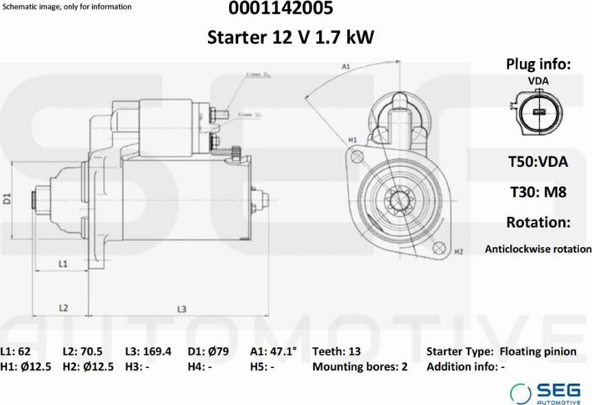 SEG AUTOMOTIVE 0001142005 - Auto Part