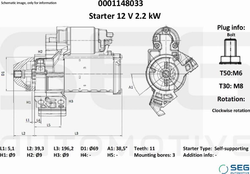 SEG AUTOMOTIVE 0001148033 - Auto Part