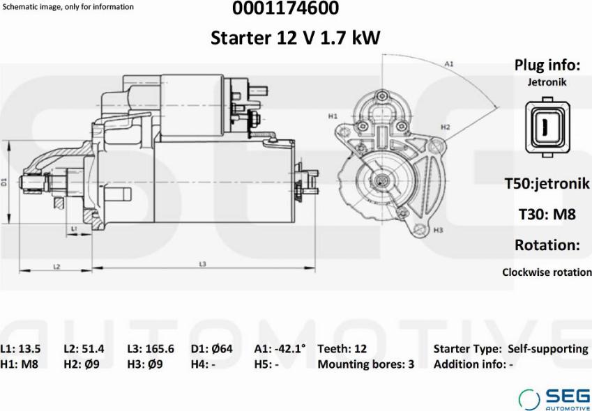 SEG AUTOMOTIVE 0001174600 - Auto Part
