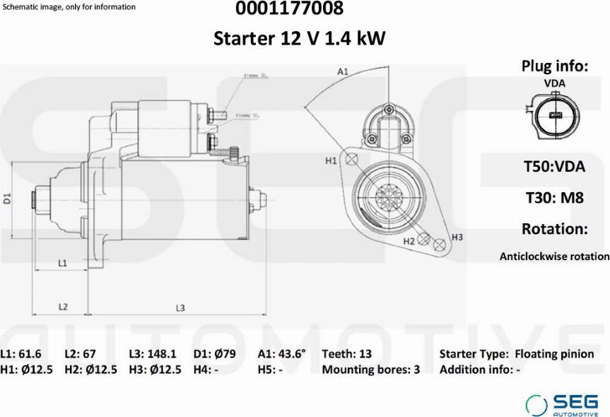 SEG AUTOMOTIVE 0001177008 - Auto Part