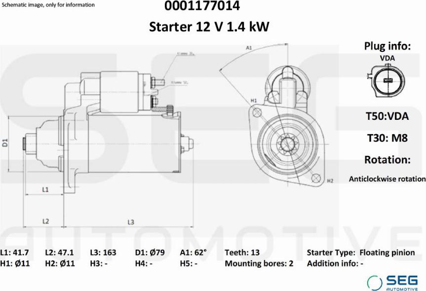 SEG AUTOMOTIVE 0001177014 - Auto Part
