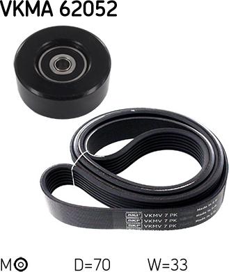 SKF VKMA 62052 - Ķīļrievu siksnu