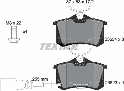 Textar 2382301 - Bremžu uzliku kompl
