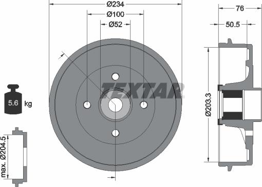 Textar 94042400 - Bremžu trumulis