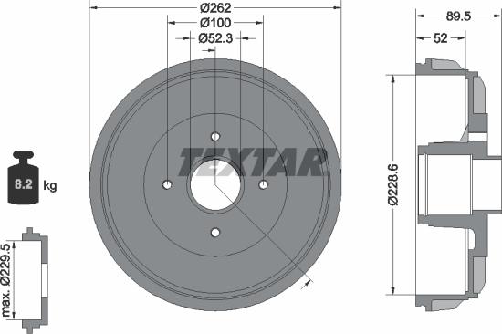 Textar 94049700 - Bremžu trumulis