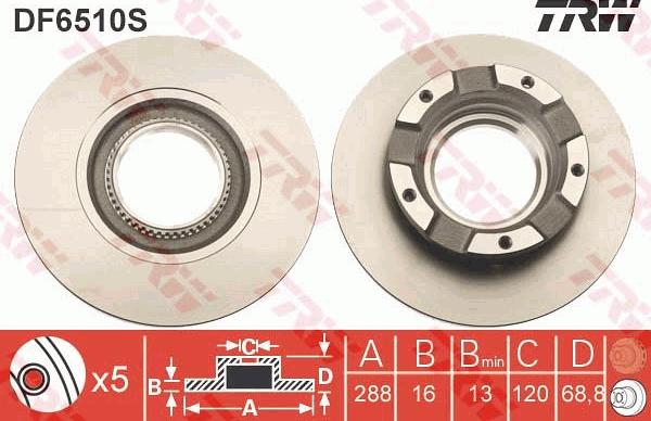 TRW DF6510S - BREMŽU DISKS TRW