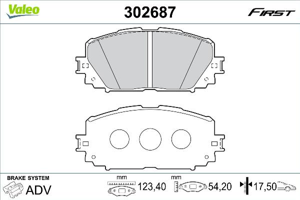 VALEO 302687 - Bremžu uzliku kompl