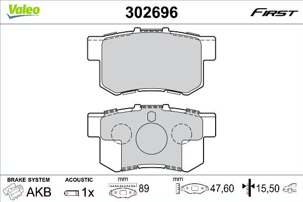 VALEO 302696 - Bremžu uzliku kompl