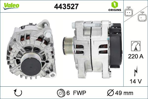 VALEO 443527 - ĢENERATORS 443527