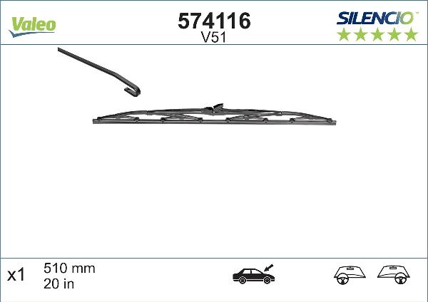VALEO 574116 - Stikla tīrītāja slotiņa