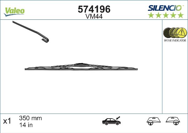 VALEO 574196 - Stikla tīrītāja slotiņa