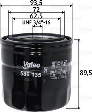 VALEO 586135 - Eļļas filtrs