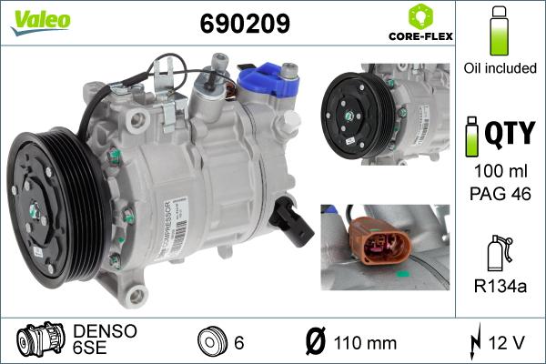 VALEO 690209 - A-C Kompresors 890551