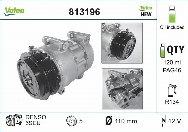 VALEO 813196 - A-C Kompresors 89089