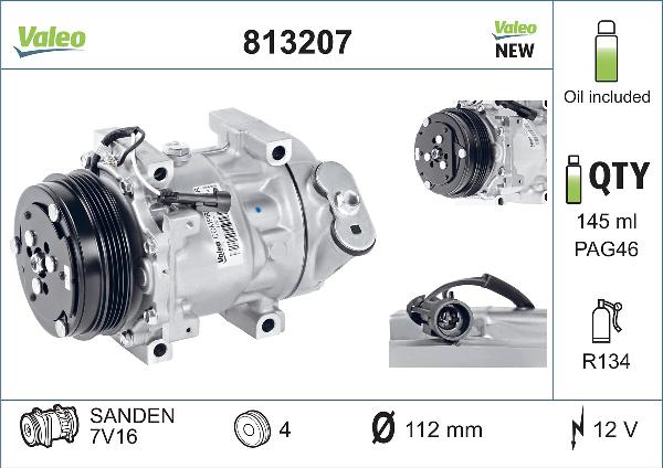 VALEO 813207 - A-C Kompresors 89347