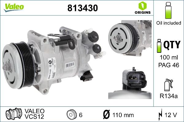 VALEO 813430 - A-C Kompresors 9812682180