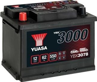 Yuasa YBX3078 - 62Ah 550A AKUMUL